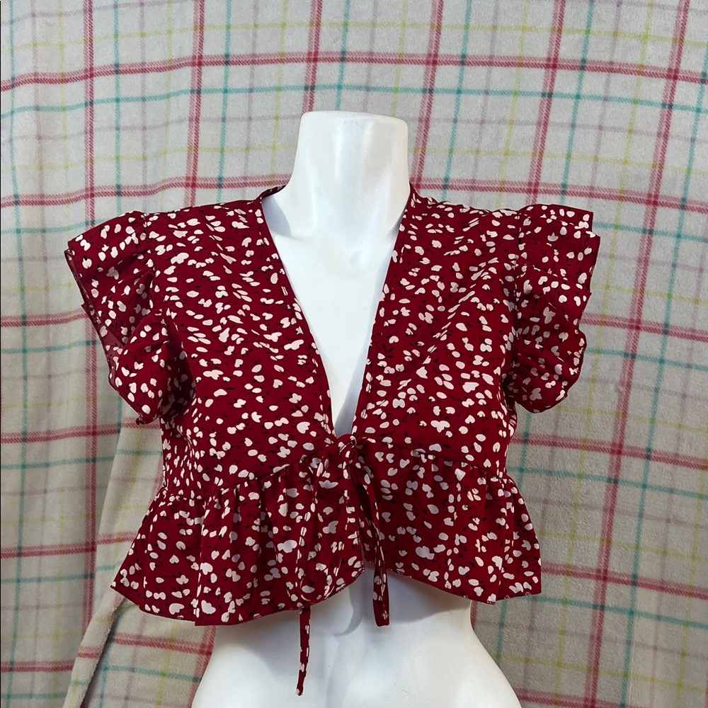 SHEIN Burgundy Floral Blouse